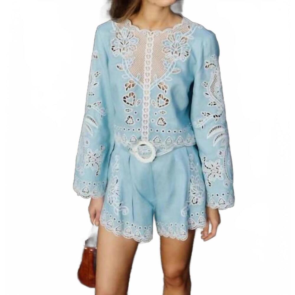 NEW FARM RIO romantic richelieu shorts in light blue - Picture 3 of 5